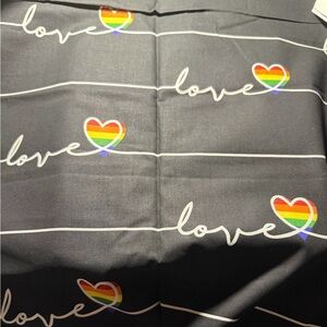 {Love is LOVE} Pride Rainbow Fabric 1 1/4 YARD CUT Yd Cotton Woven Sheen FUN
